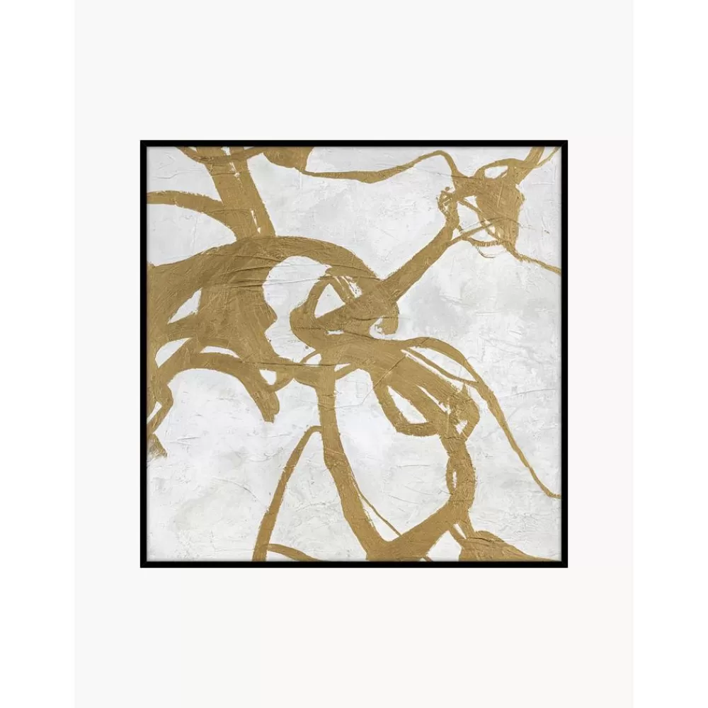 Malerifabrikken Lienzos^Cuadro En Lienzo Pintado A Mano Goldplay, Marco De Madera