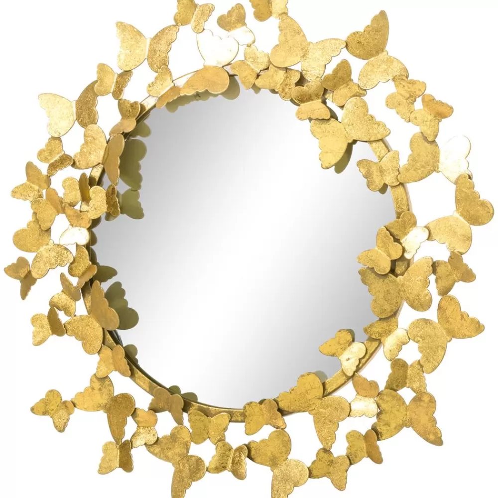 Westwing Collection Espejos De Pared^Espejo De Pared Redondo De Metal Butterfly, Estilo Vintage