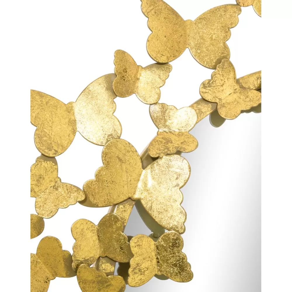 Westwing Collection Espejos De Pared^Espejo De Pared Redondo De Metal Butterfly, Estilo Vintage