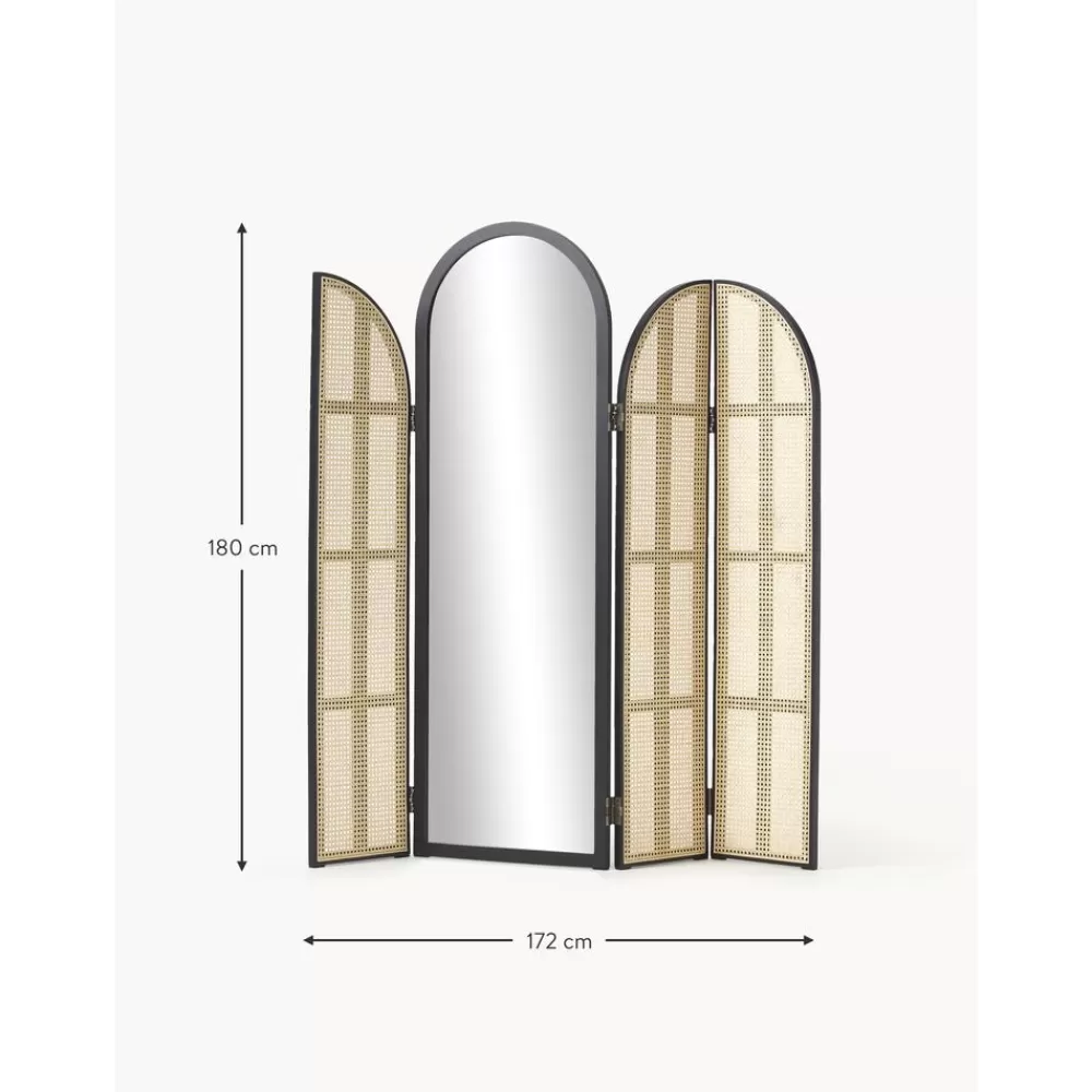 Westwing Collection Espejos De Cuerpo Entero^Espejo De Pie Con Biombo De Ratan Aura