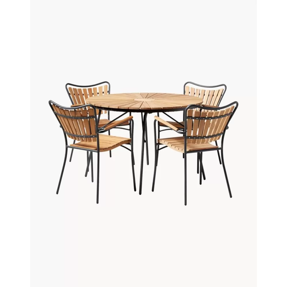 Cinas Muebles De Jardin^Set De Comedor Para Exterior De Madera Teca Ellen, 5 Pzas.