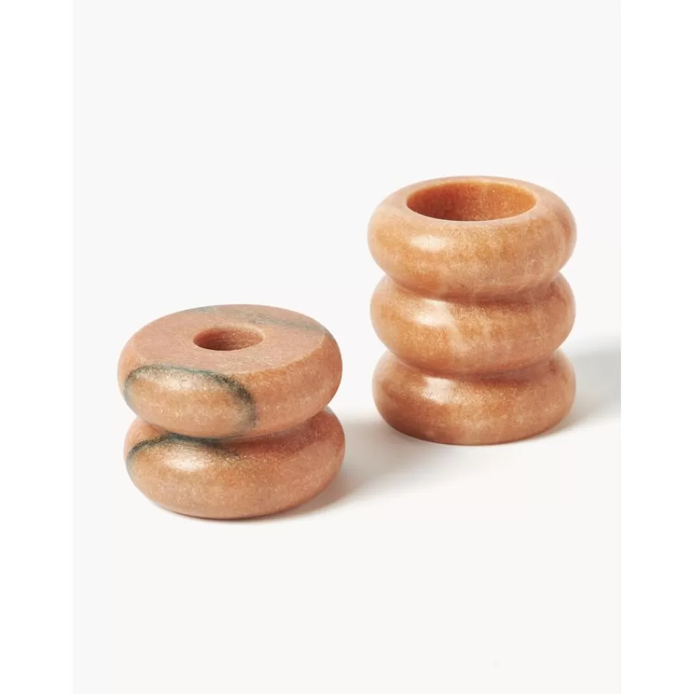 Westwing Collection Portavelas^Set De Portavelas Y Candelabros 2En1 De Marmol Orta, 2 Uds.