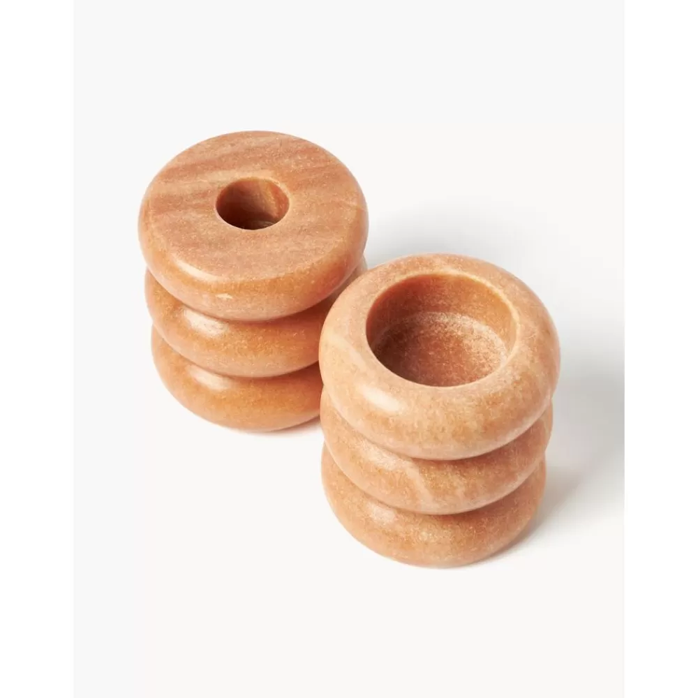 Westwing Collection Portavelas^Set De Portavelas Y Candelabros 2En1 De Marmol Orta, 2 Uds.