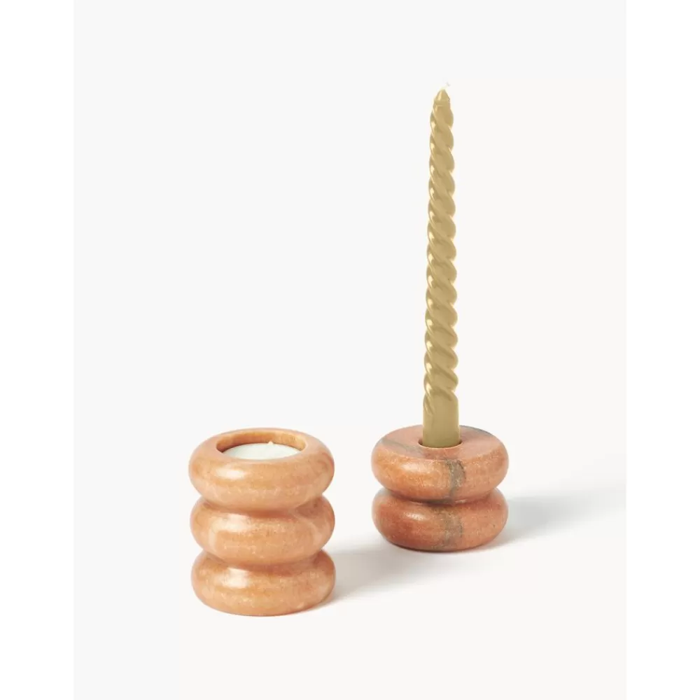 Westwing Collection Portavelas^Set De Portavelas Y Candelabros 2En1 De Marmol Orta, 2 Uds.