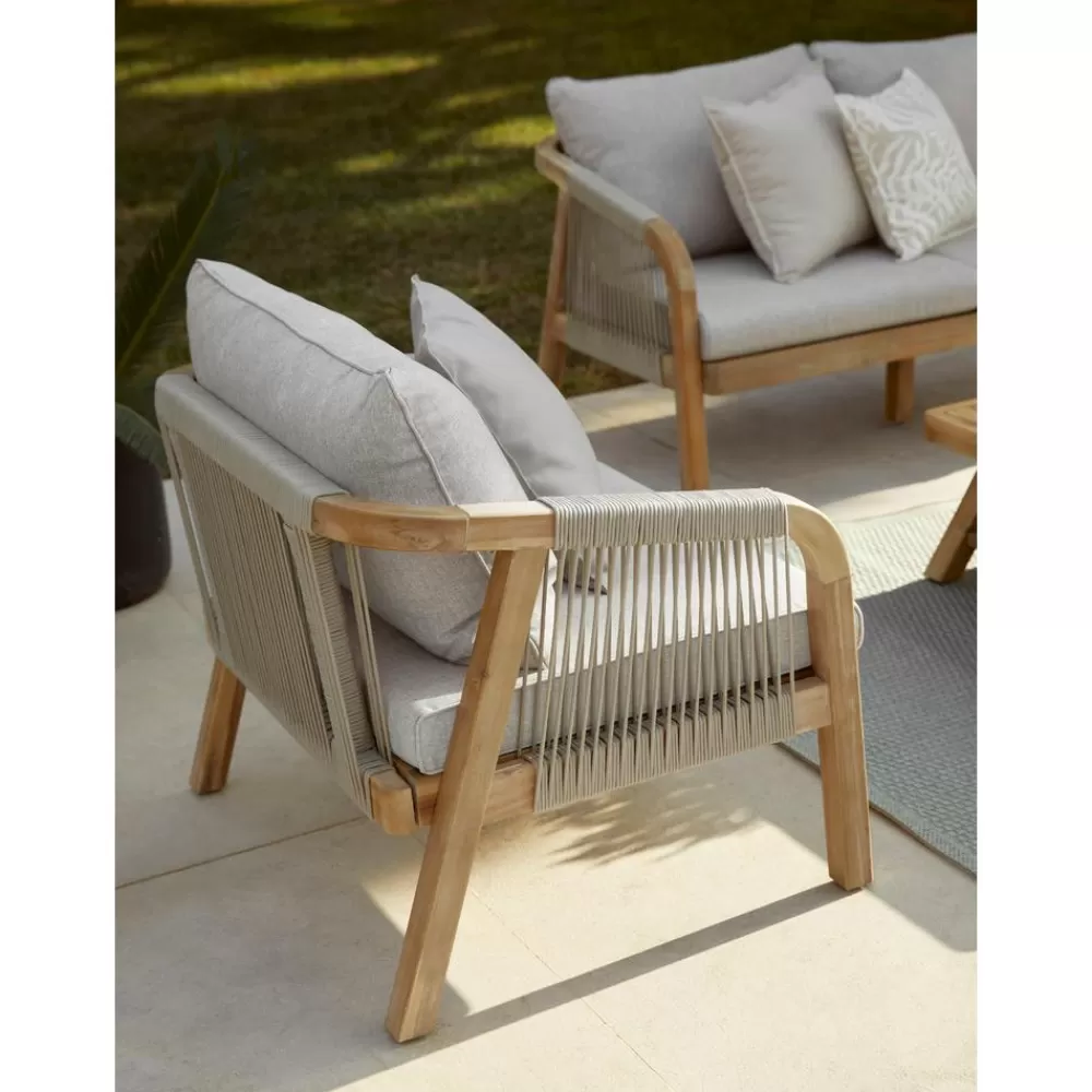 Westwing Collection Muebles De Jardin^Set Lounge Para Exterior De Madera De Acacia Lu, 4 Pzas.